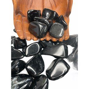 6x Black Tourmaline Tumbled Stone 30mm Reiki Healing Crystal Protection Gift Set